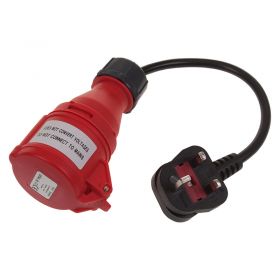 240v UK 13 Amp Plug to 415v (16 Amp) 4 Pin Socket