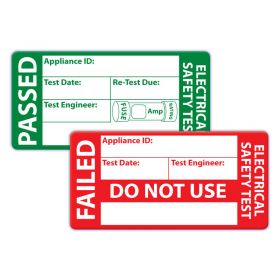 50 PAT Testing Pass Labels Stickers PASSED Strong Polypropylene Non Rip 40 x24mm
